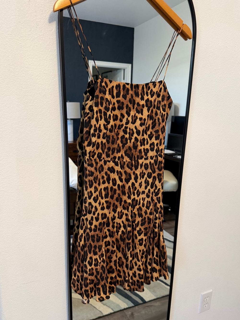 Alice + Olivia Leopard-Print Spaghetti Strap Mini Dress in Tan and Black - Picture 2 of 4